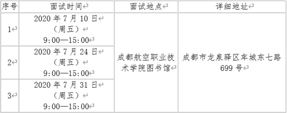 2020年成都航空職業(yè)技術(shù)學(xué)院面試報(bào)名時(shí)間