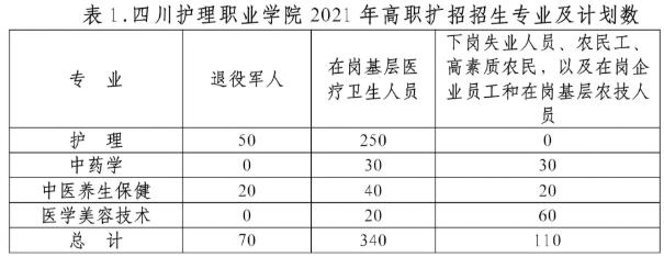 四川護理職業(yè)學(xué)院高職擴招專業(yè)計劃